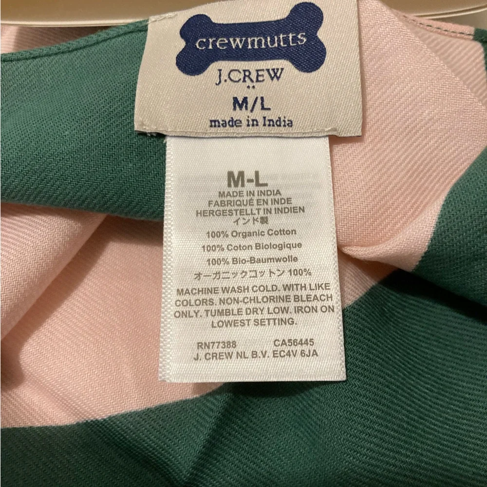 Dog Bandana New JCrew Crewmutts Rugby style 100% Organic Bandana